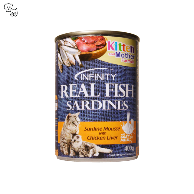 Infinity Wet Cat Food Kitten & Mother – Sardine Mousse with Chicken Liver 400g