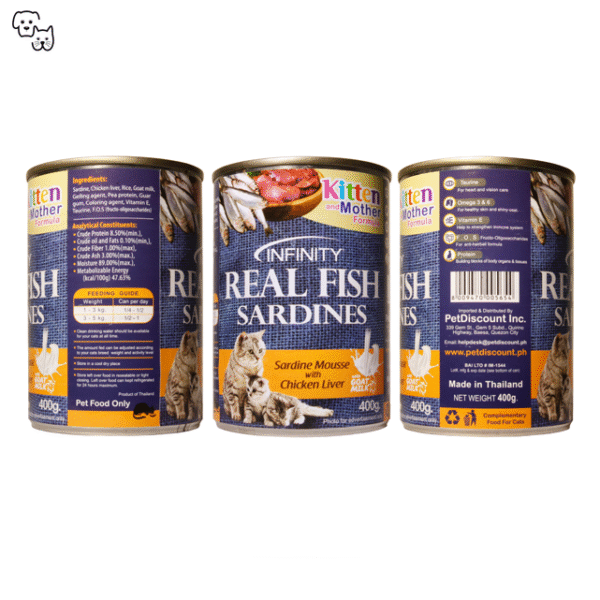 Infinity Wet Cat Food Kitten & Mother – Sardine Mousse with Chicken Liver 400g