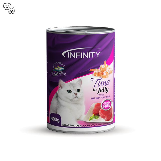 Infinity Wet Cat Food Adult – Tuna in Jelly with Shrimp Toppings 400g