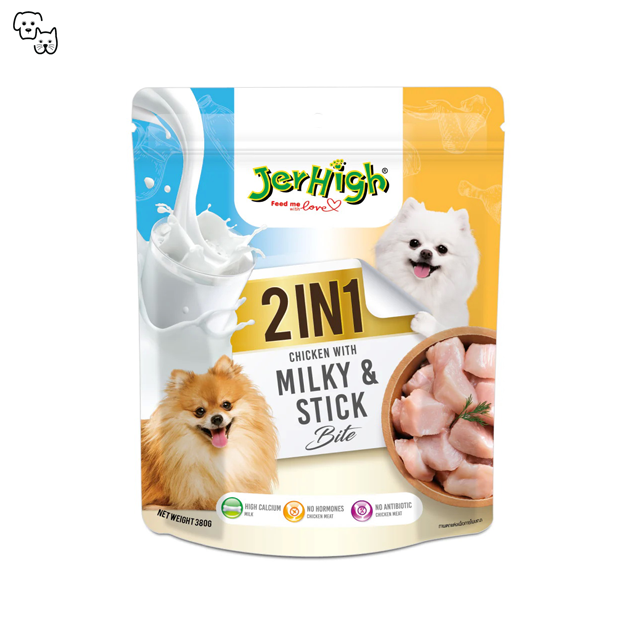 Jerhigh Dog Treat 2in1 Bite – Chicken with Milky & Stick – BIG PACK 380g