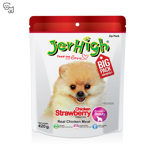 Jerhigh Dog Treat Beauty Formula – Strawberry – BIG PACK 420g