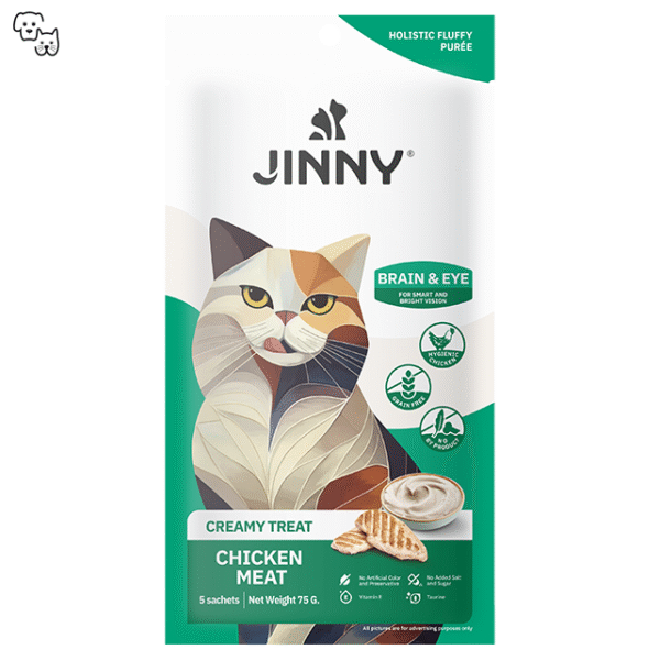 Jinny Creamy Cat Treat – Chicken Meat – Brain & Eye 15g (5 sachets)