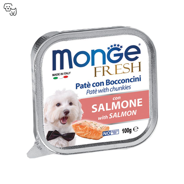 Monge Fresh Wet Dog Food – Pate and Chunkies with Salmon / Salmone 100g