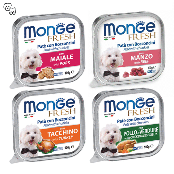 Monge Fresh Wet Dog Food – Pate and Chunkies with Pork / Maiale 100g