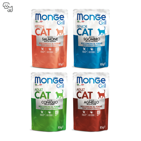 Monge Grill Senior Wet Cat Food – Chunkies in Jelly – Mackerel 85g
