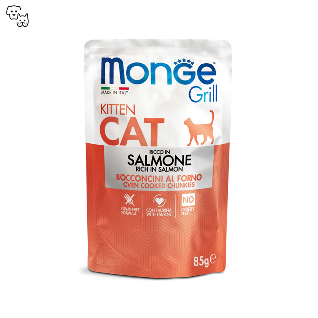 Monge Grill Kitten Wet Cat Food – Chunkies in Jelly – Salmon 85g