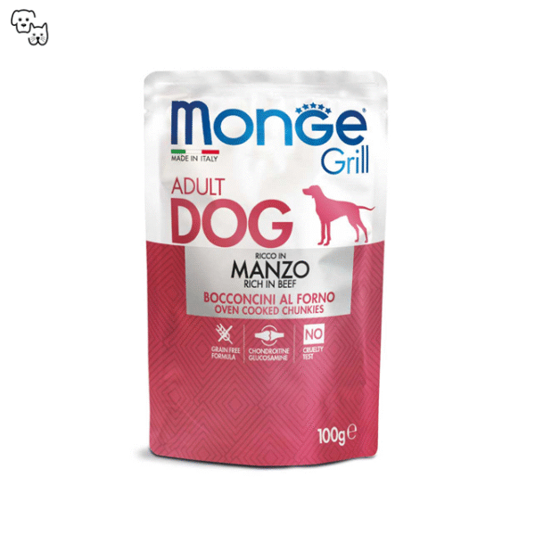 Monge Grill Adult Wet Dog Food – Chunkies – Beef 100g