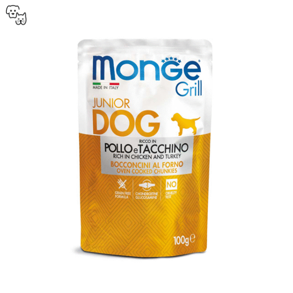 Monge Grill Junior Wet Dog Food – Chunkies – Chicken & Turkey 100g