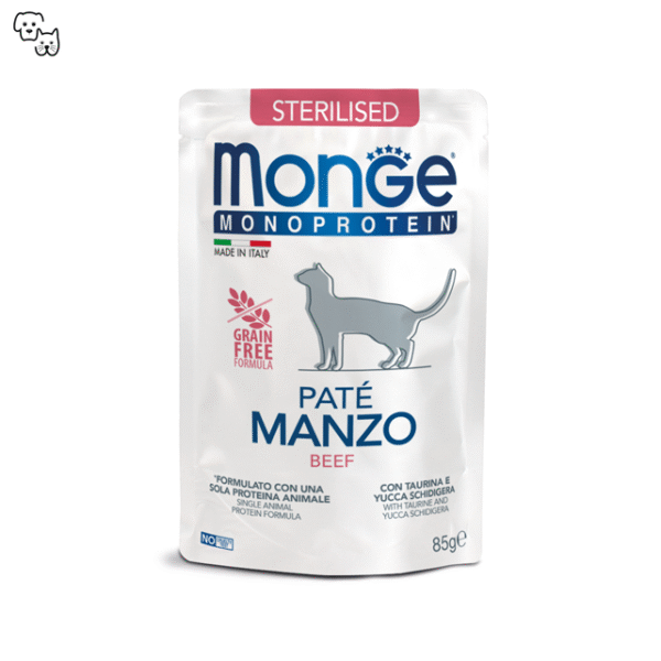 Monge Monoprotein Pate Sterilized Wet Cat Food – Beef 85g